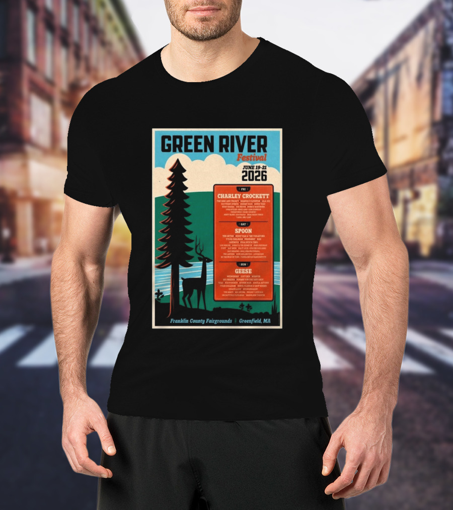 Green River Festival June 19 21 2026 Franklin County Fairgrounds Greenfield MA Featuring Charley Crockett Spoon Geese T-Shirt