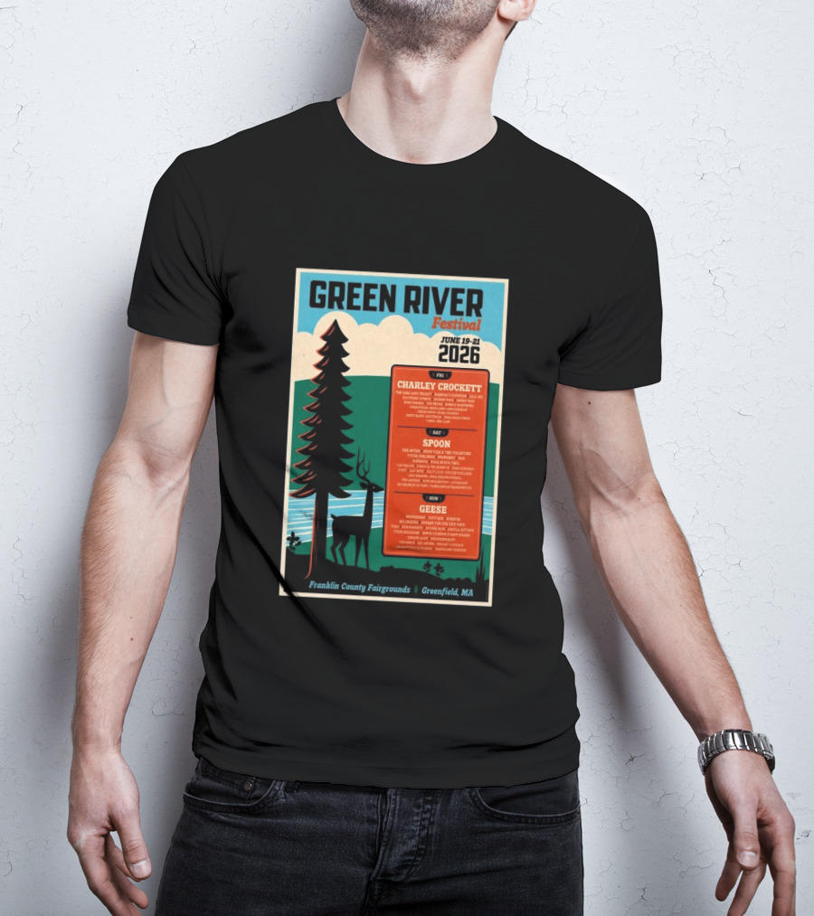 Green River Festival June 19 21 2026 Franklin County Fairgrounds Greenfield MA Featuring Charley Crockett Spoon Geese T-Shirt