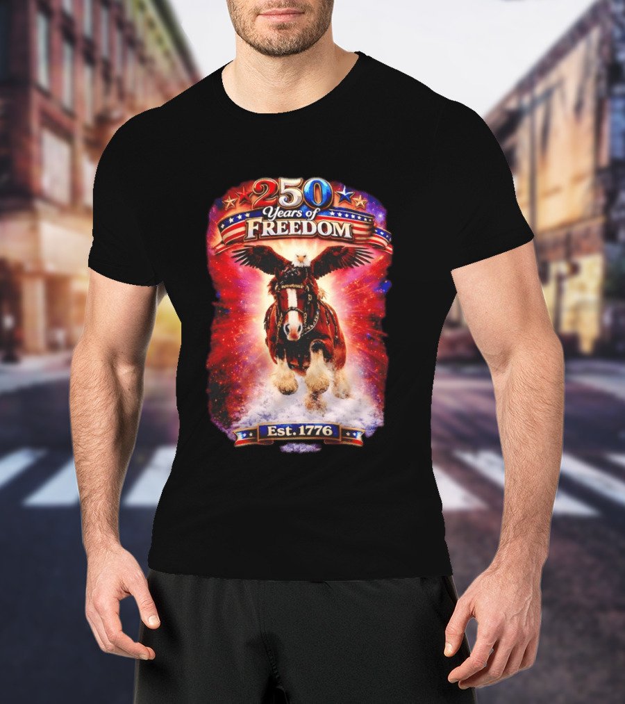 Budweiser 250 Years Of Freedom Eagle Horse Est. 1776 American Patriotic T-Shirt
