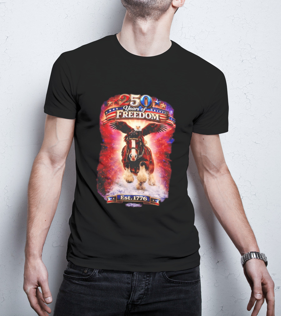 Budweiser 250 Years Of Freedom Eagle Horse Est. 1776 American Patriotic T-Shirt