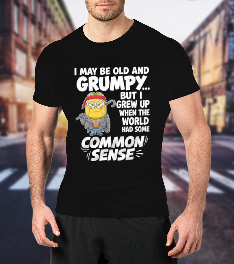 Dave The Minion I May Be Old And Grumpy But I Grew Up When The World Had Some Common Sense T-Shirt