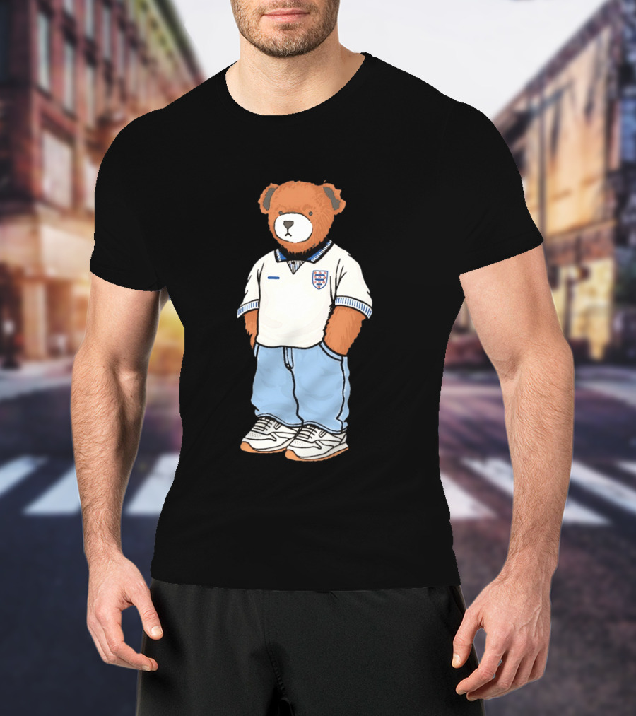 Three Lions England '90 Pickles Teddy Bear Retro Soccer Fan T-Shirt