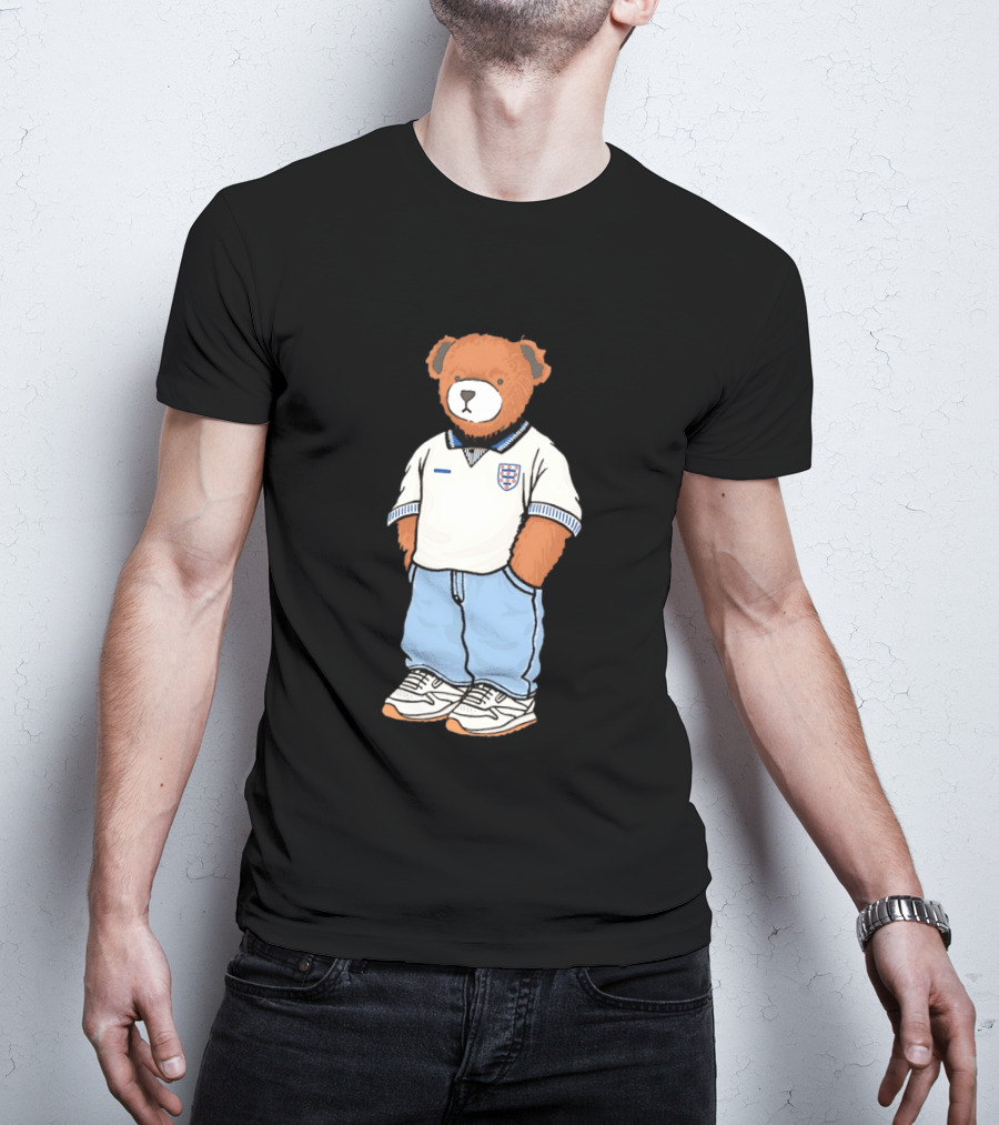 Three Lions England '90 Pickles Teddy Bear Retro Soccer Fan T-Shirt