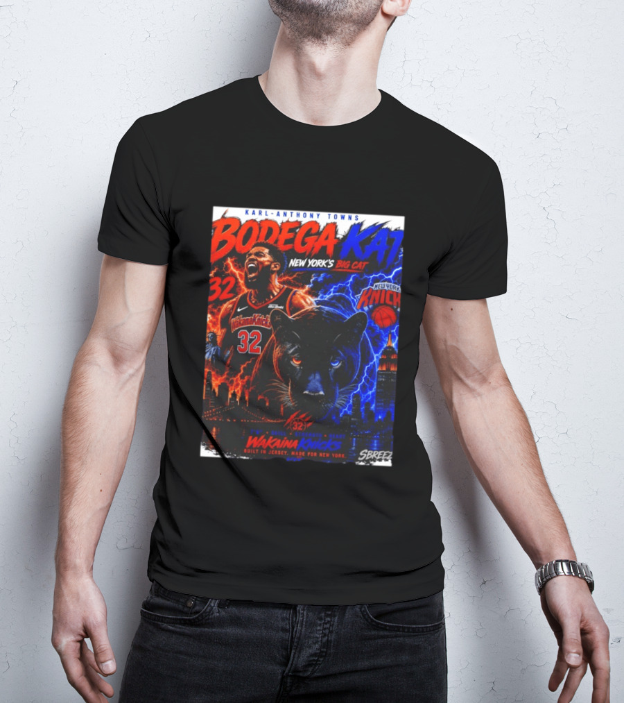 Bodega KAT Karl Anthony Towns Wakaina Knicks 2026 New York's Big Cat 32 T-Shirt