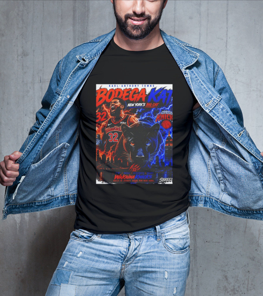 Bodega KAT Karl Anthony Towns Wakaina Knicks 2026 New York's Big Cat 32 T-Shirt