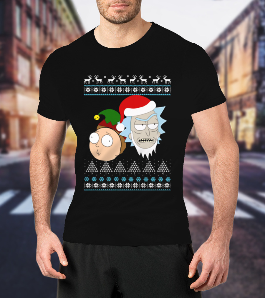 Rick Santa Morty Elf Christmas Sweater T-Shirt