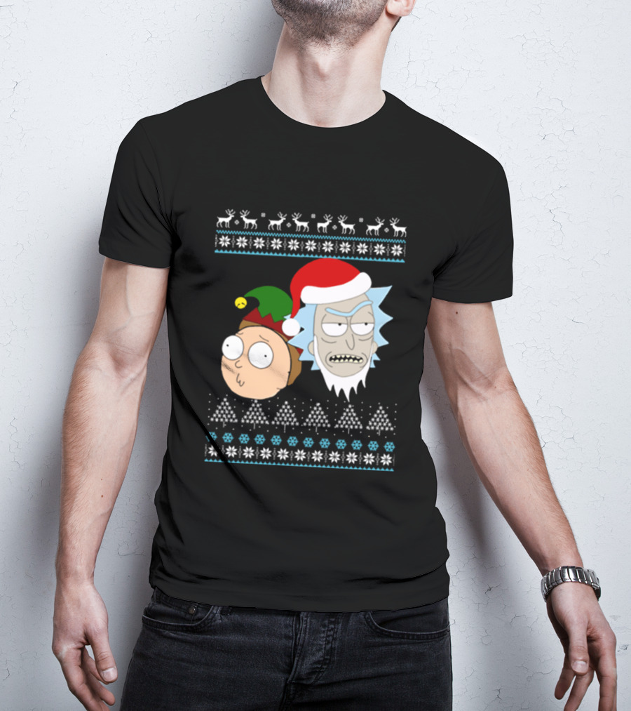 Rick Santa Morty Elf Christmas Sweater T-Shirt