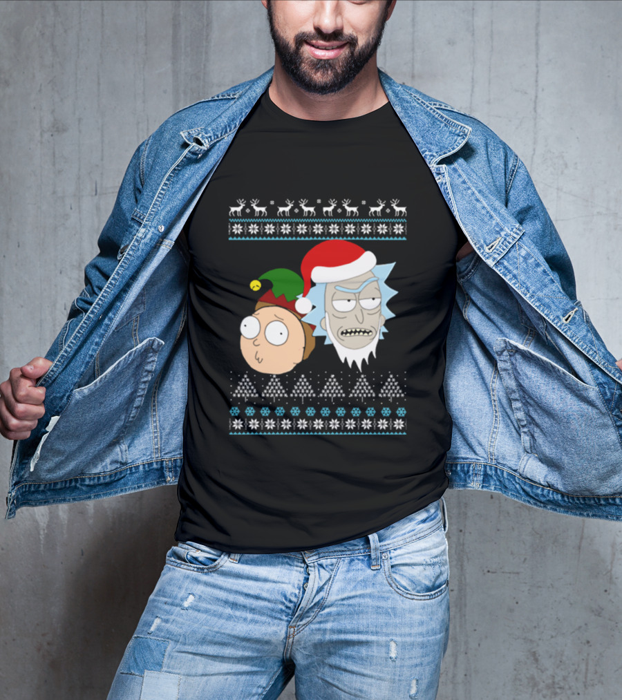 Rick Santa Morty Elf Christmas Sweater T-Shirt