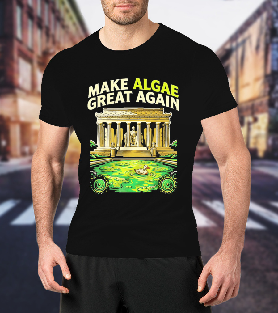 Make Algae Great Again Greek Temple Duck Pond Political Satire T-Shirt
