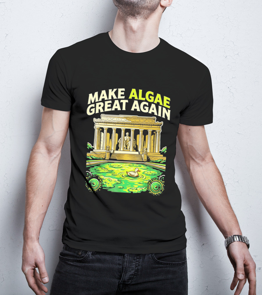 Make Algae Great Again Greek Temple Duck Pond Political Satire T-Shirt