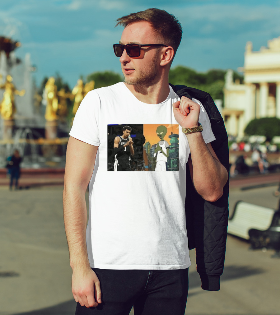2026 Victor Wembanyama Spurs Alien Meme Basketball Fans T-Shirt