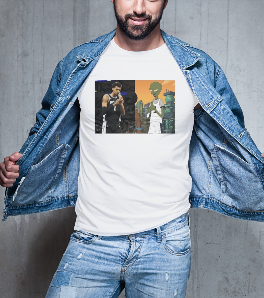 2026 Victor Wembanyama Spurs Alien Meme Basketball Fans T-Shirt