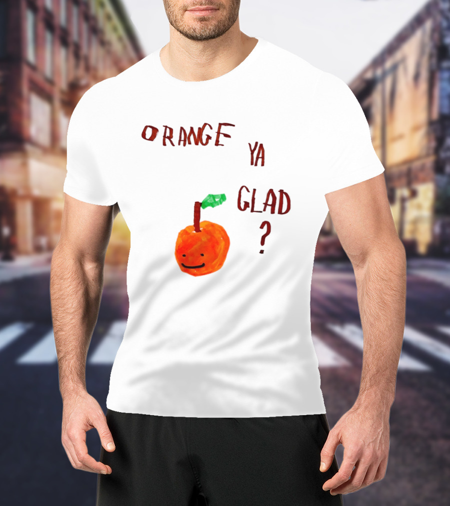 Orange Ya Glad Fruit Pun Food Punny Paint Playful Orange T-Shirt