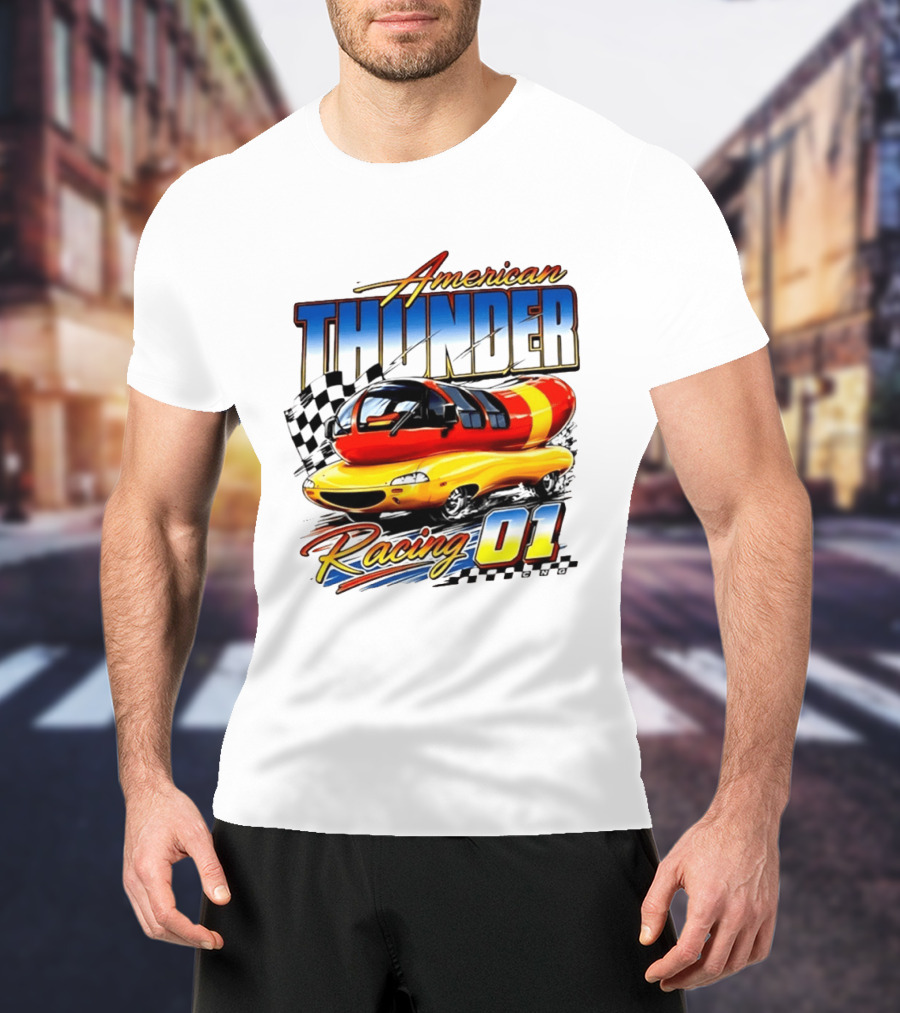 Oscar Mayer American Thunder Racing 01 Car Checkered Flag T-Shirt