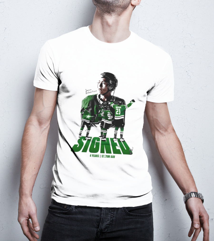 Jason Robertson Signed Dallas Stars 4 Years $7.75M AAV Contract T-Shirt