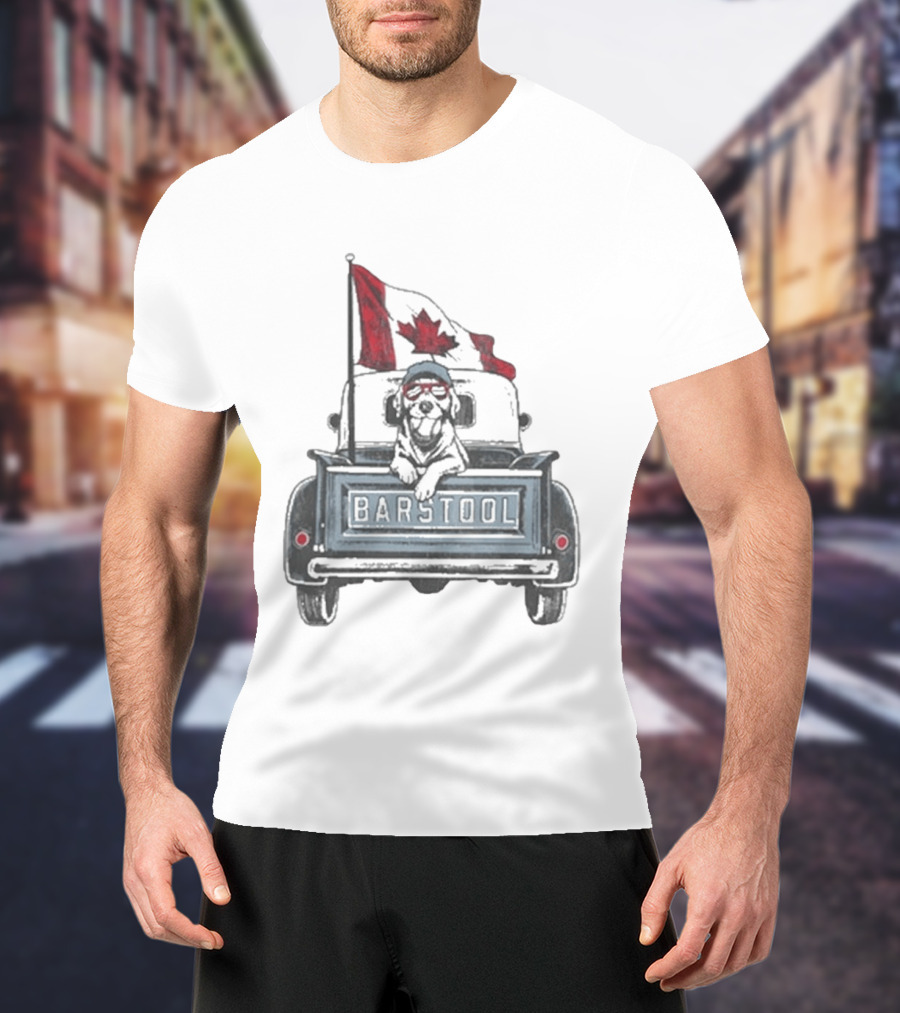 Barstool Truck Life Canadian Flag Dog T-Shirt