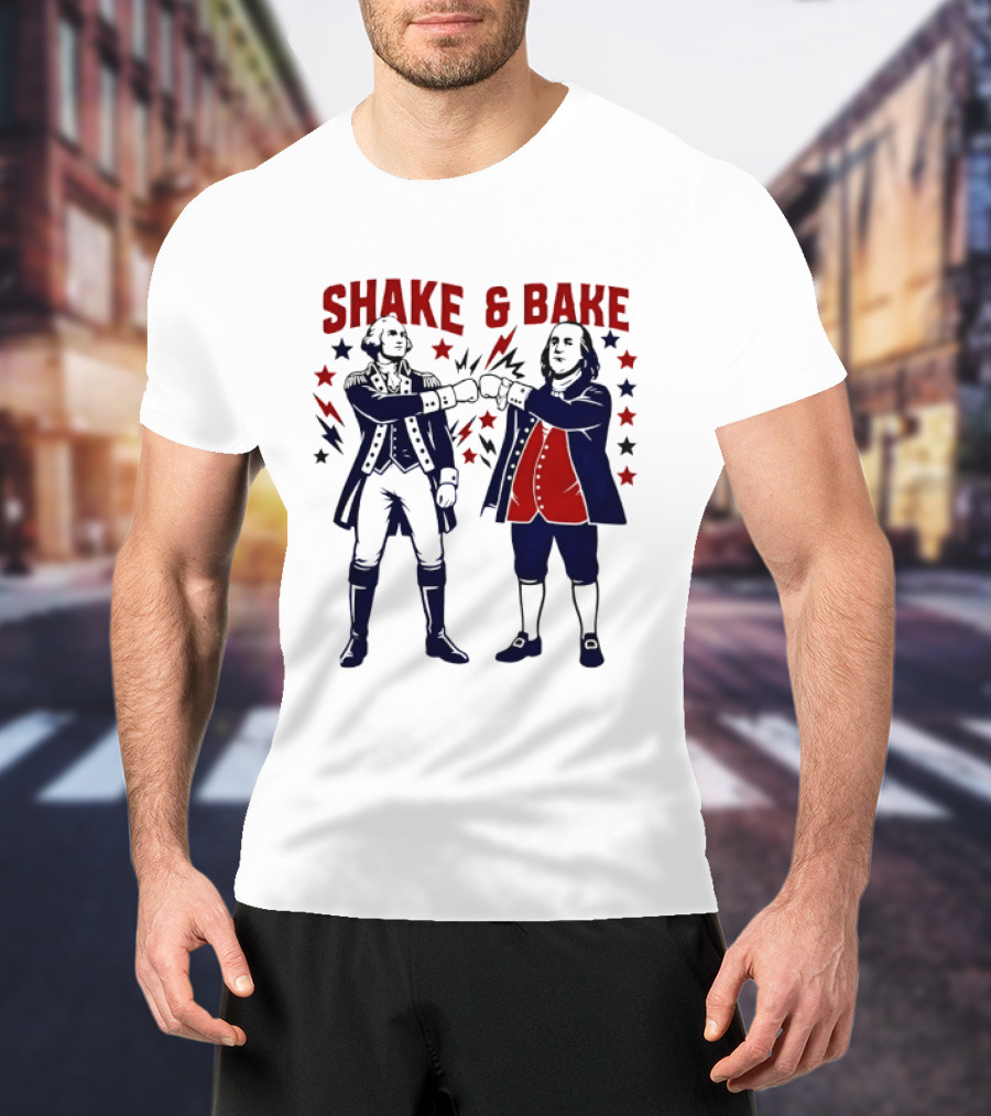 George Washington Benjamin Franklin Shake And Bake Patriotic Founding Fathers 4th Of July T-Shirt