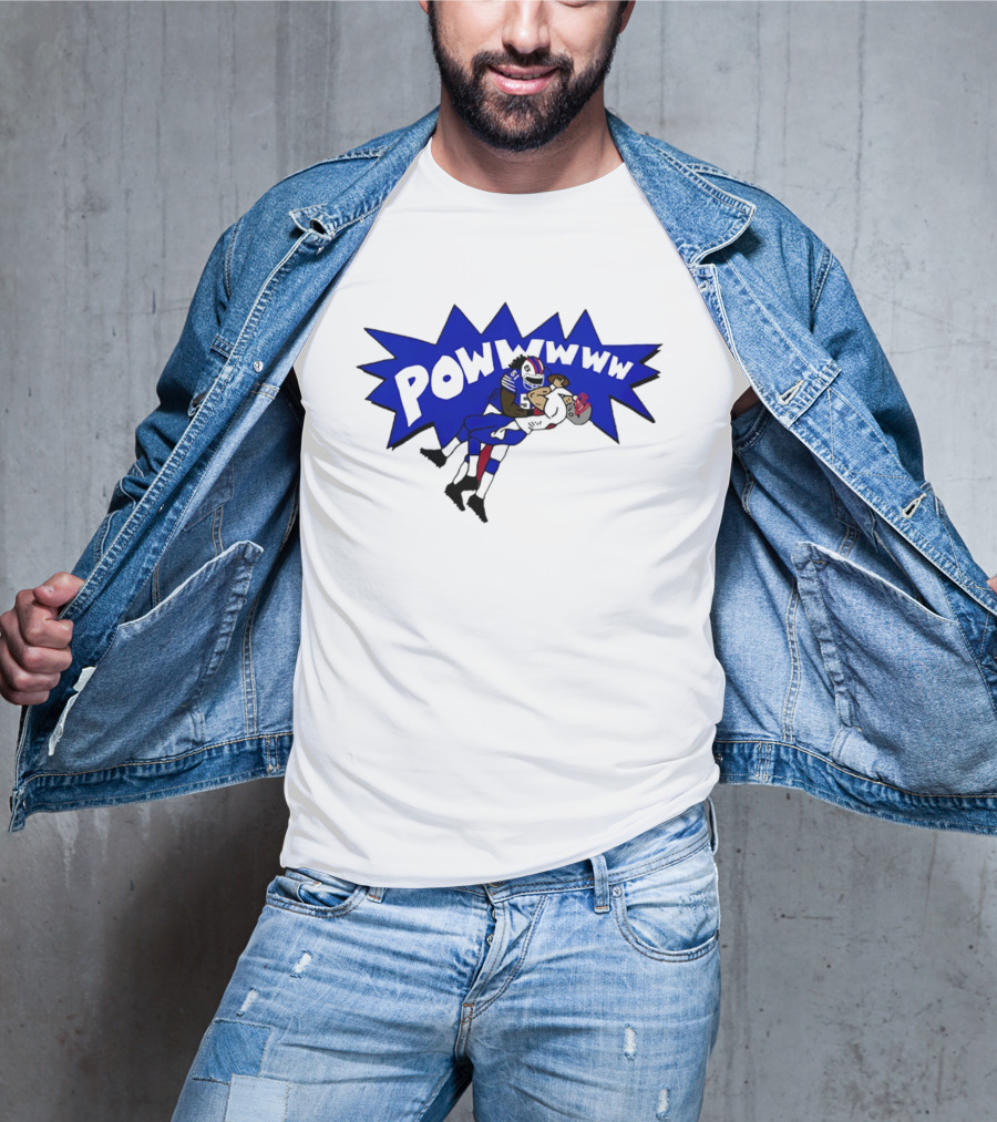 POWWWWW Buffalo Bills Football Tackle Action T-Shirt