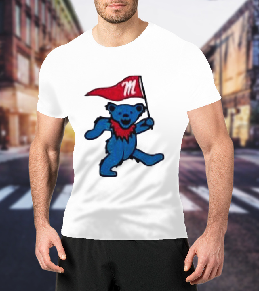 Grateful Dead Ole Miss Rebels Bears M Flag T-Shirt