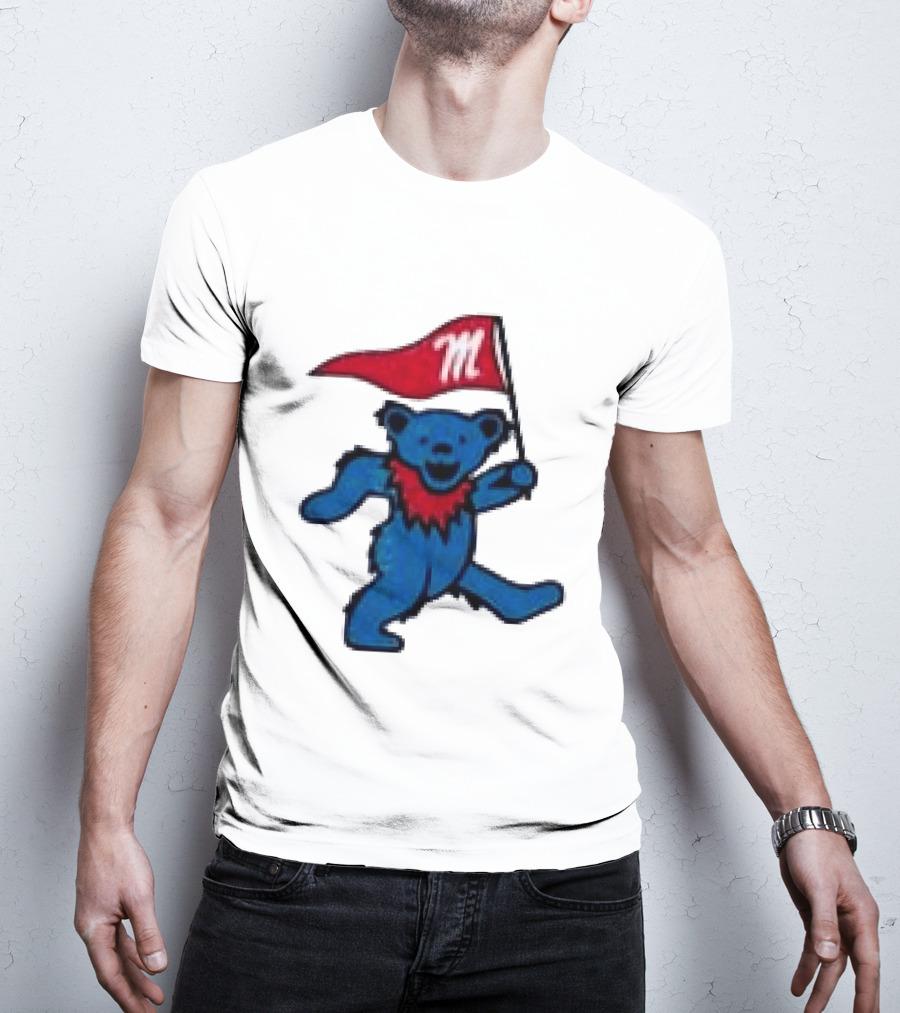Grateful Dead Ole Miss Rebels Bears M Flag T-Shirt