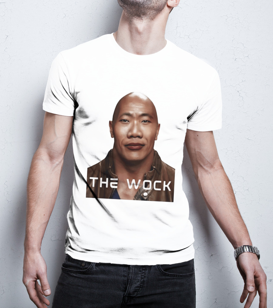 The Wock Parody Face Mashup The Rock And Wok T-Shirt