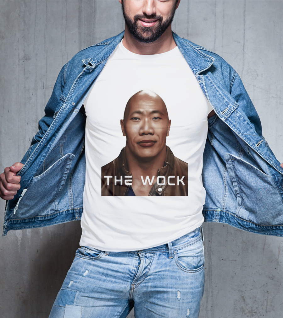 The Wock Parody Face Mashup The Rock And Wok T-Shirt