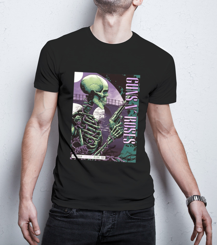 Guns N Roses Amsterdam Ziggo Dome 20 June 2026 Skeleton Bridge T-Shirt