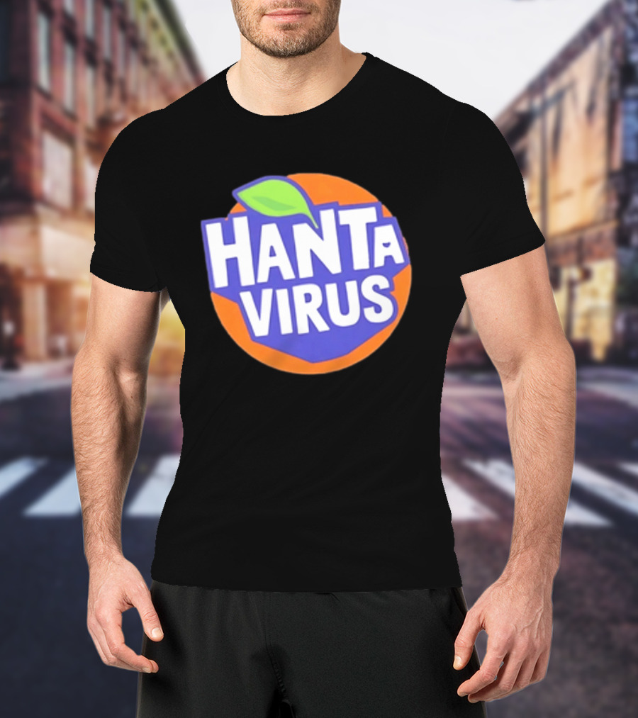 Hanta Virus Fanta Orange Circle With Green Leaf T-Shirt