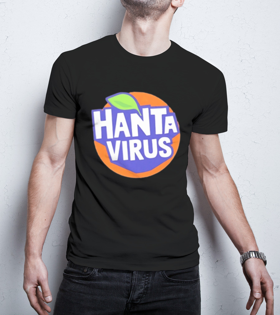 Hanta Virus Fanta Orange Circle With Green Leaf T-Shirt