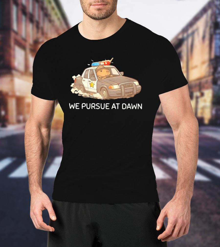 Capybara Police Car We Pursue At Dawn T-Shirt