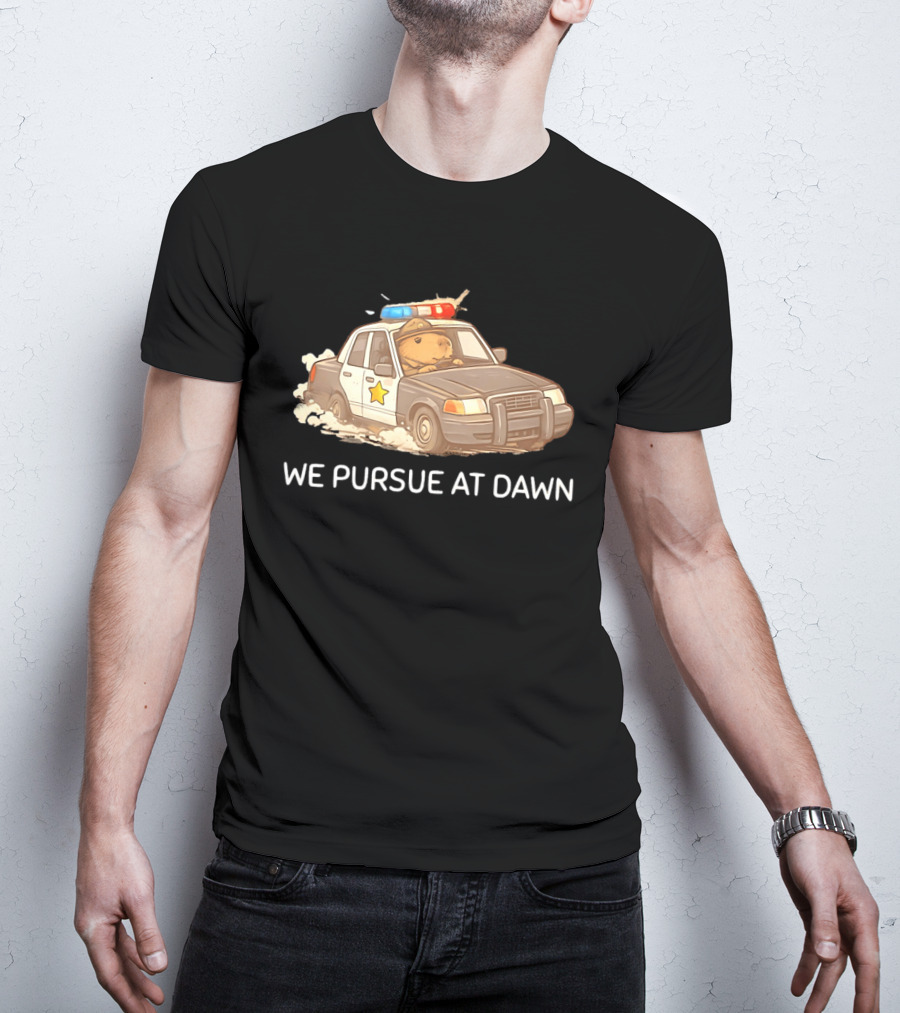 Capybara Police Car We Pursue At Dawn T-Shirt