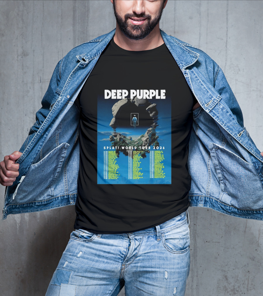 Deep Purple Splat World Tour 2026 Schedule And Dates Raleigh To Mexico City T-Shirt