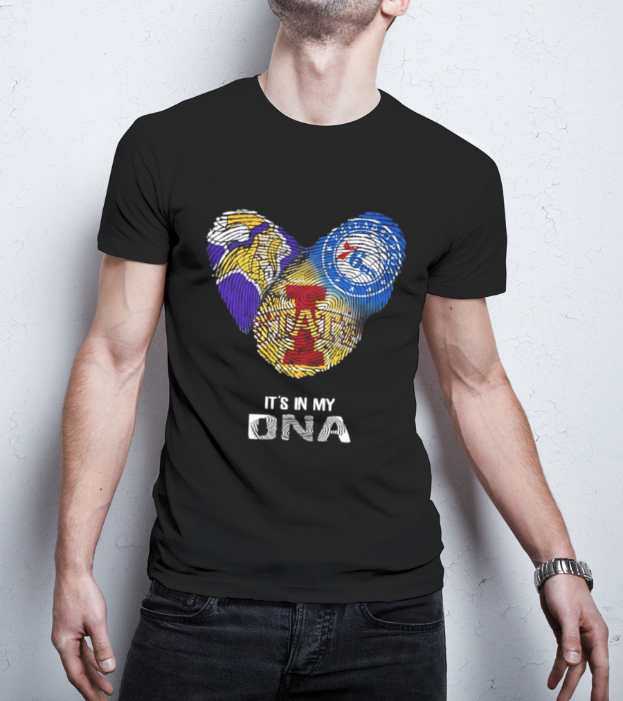 Iowa State Cyclones Minnesota Vikings Philadelphia 76ers It's In My DNA T-Shirt