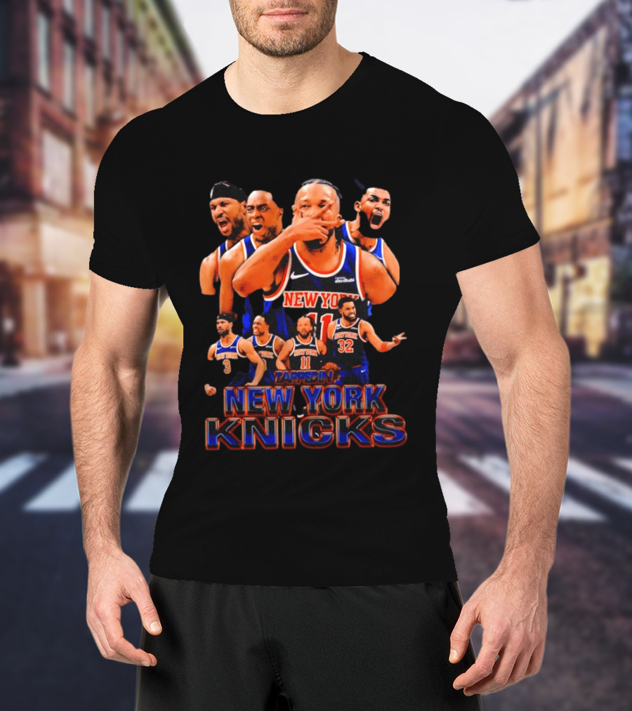 New York Knicks Tappin Jalen Brunson OG Anunoby Karl Anthony Towns Josh Hart Collage T-Shirt