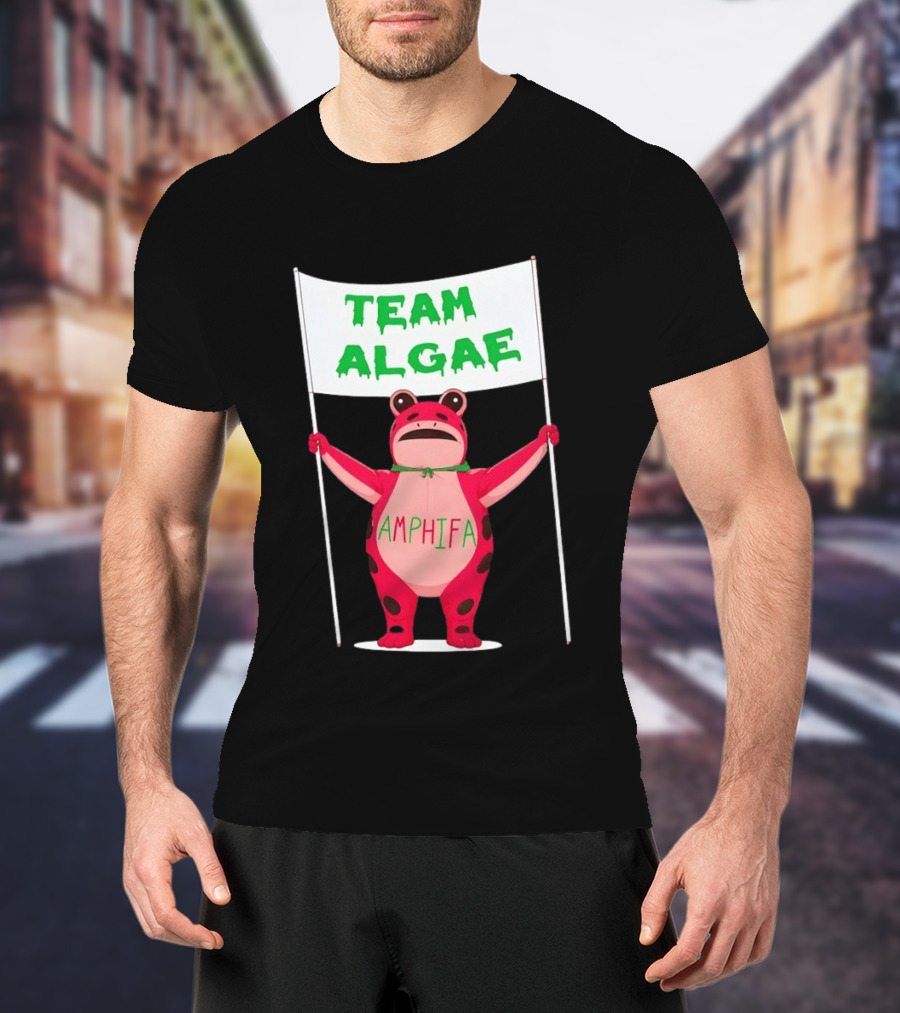 Team Algae Amphifa Frog Holding Banner T-Shirt