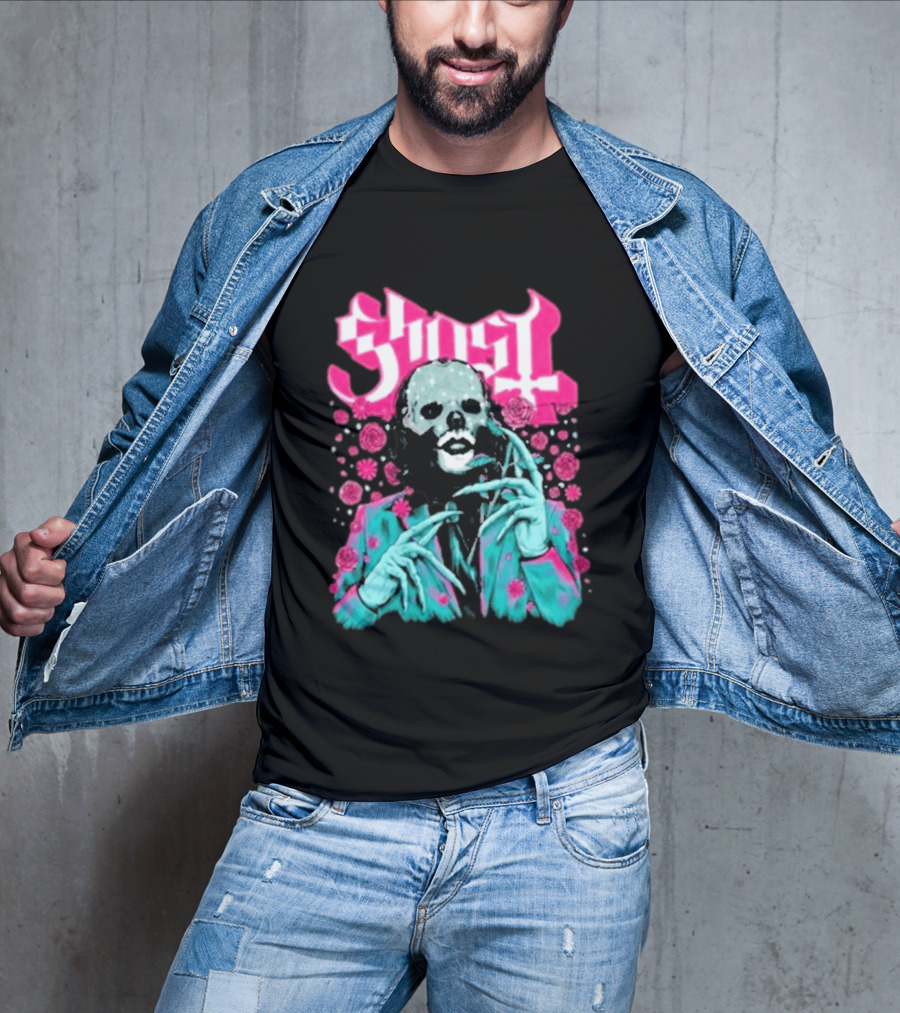 Ghost Band Summer 2026 Exclusive Floral Lachryma Pink Roses Skull T-Shirt