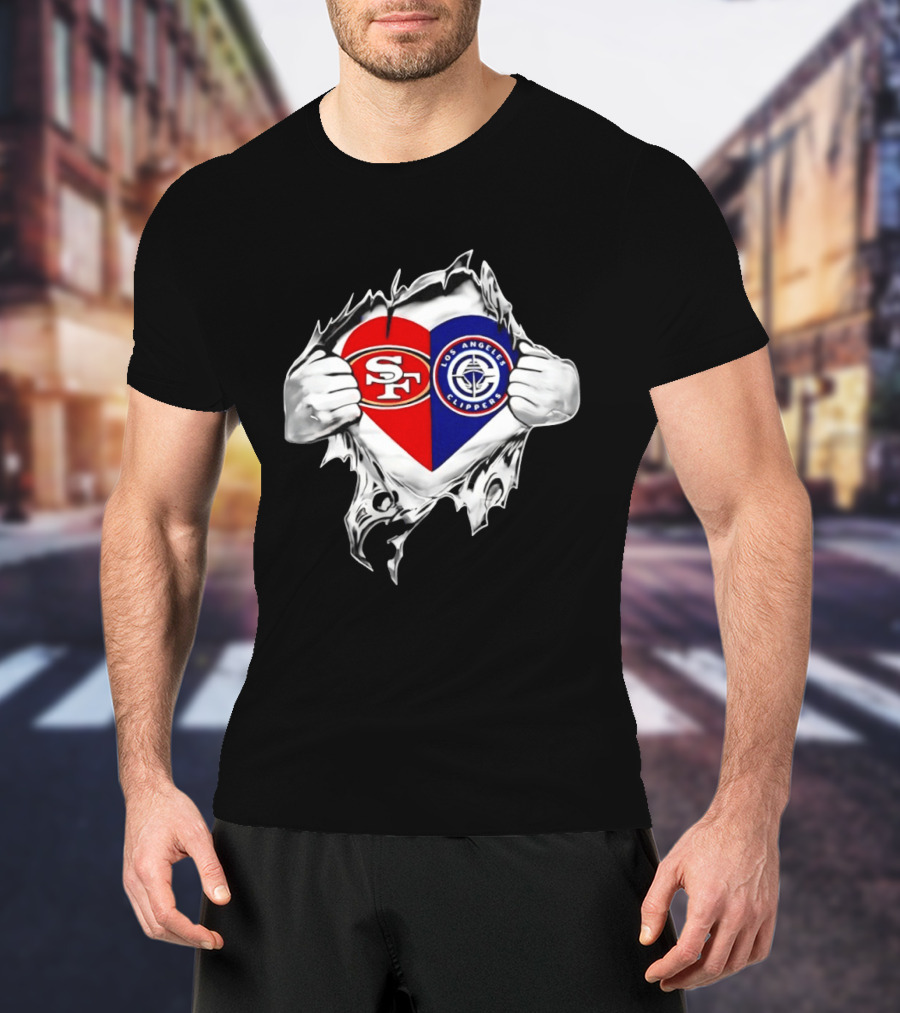 LA Clippers San Francisco 49ers Heart Scratch Dual T-Shirt