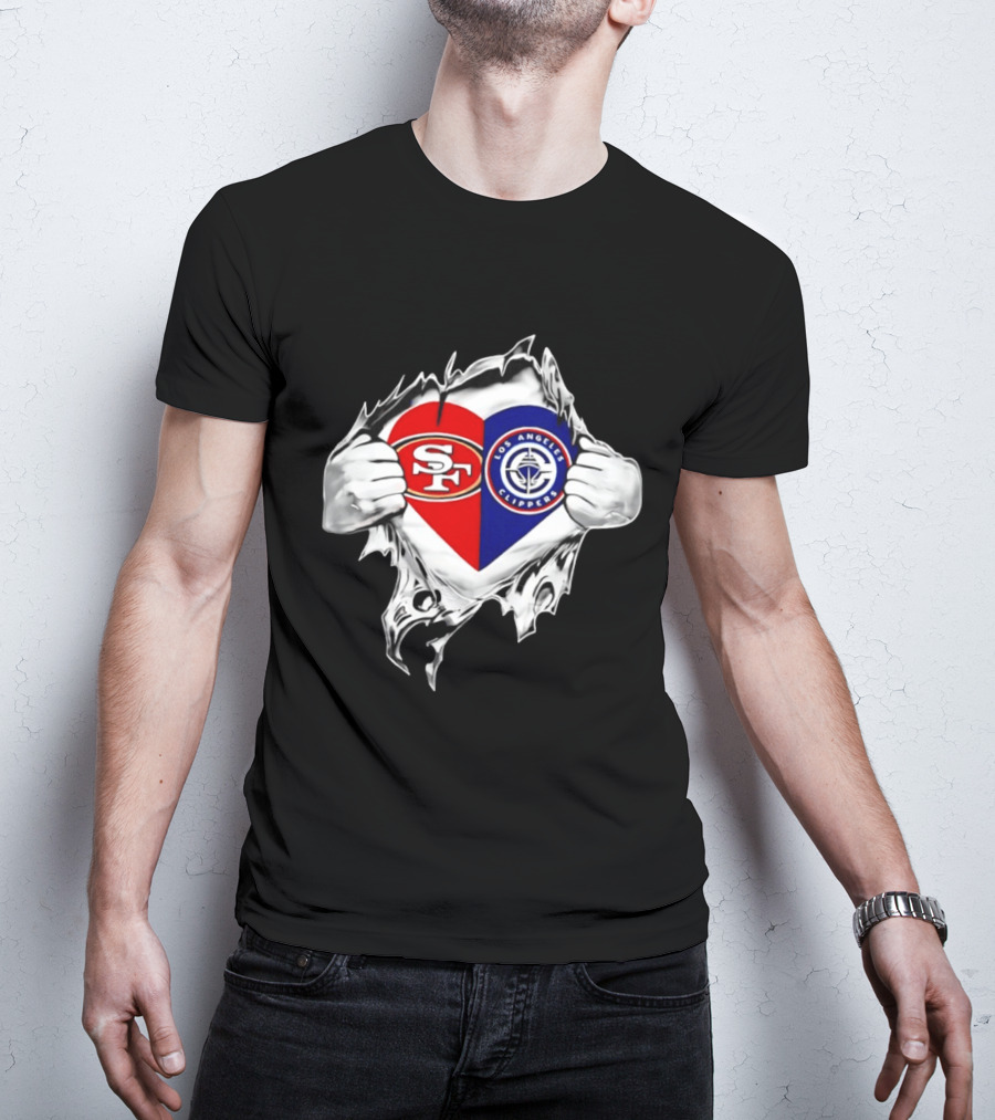LA Clippers San Francisco 49ers Heart Scratch Dual T-Shirt