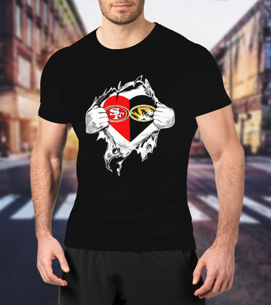 Missouri Tigers San Francisco 49ers Heart Logo Fan Passion T-Shirt