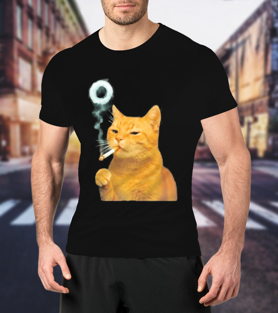 Smoking Cat With Cigarette And Smoke Ring T-Shirt