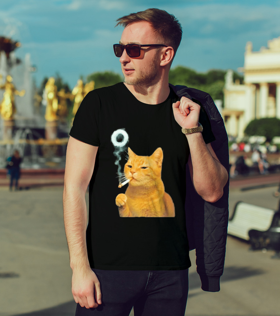 Smoking Cat With Cigarette And Smoke Ring T-Shirt