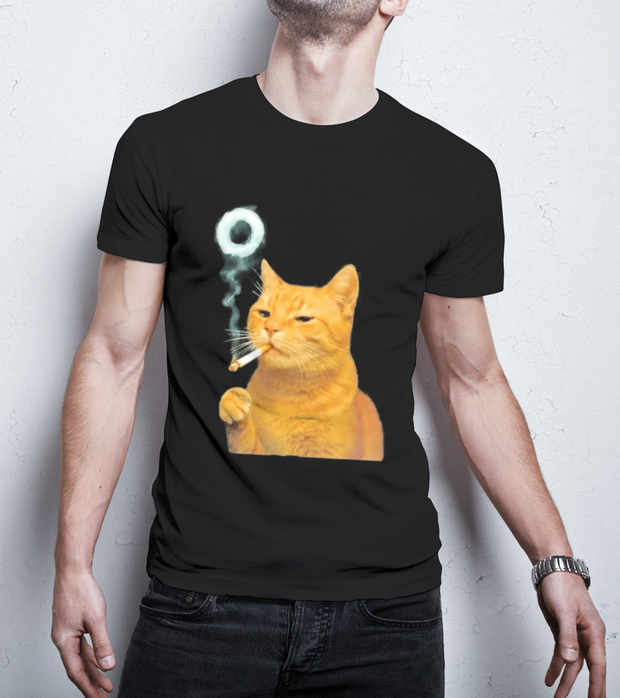 Smoking Cat With Cigarette And Smoke Ring T-Shirt