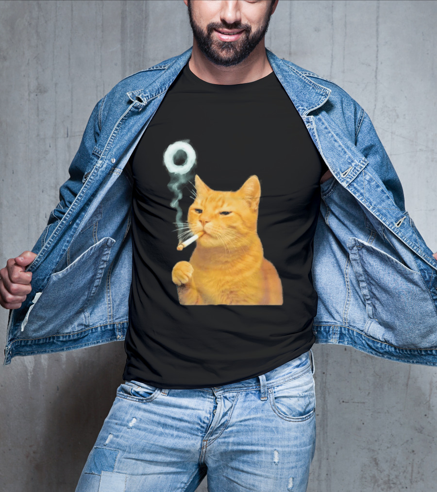 Smoking Cat With Cigarette And Smoke Ring T-Shirt