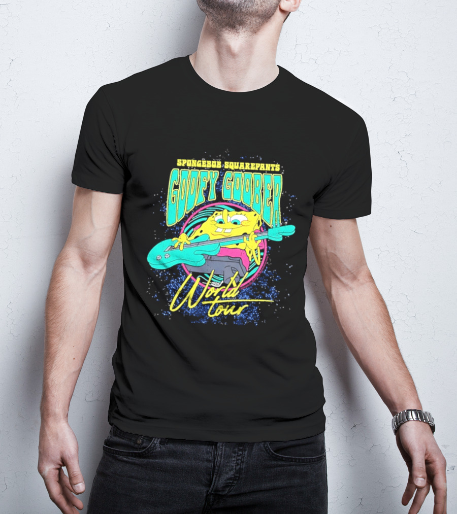 Sponge SquarePants Goofy Goober World Tour Rocking Out With Guitar T-Shirt