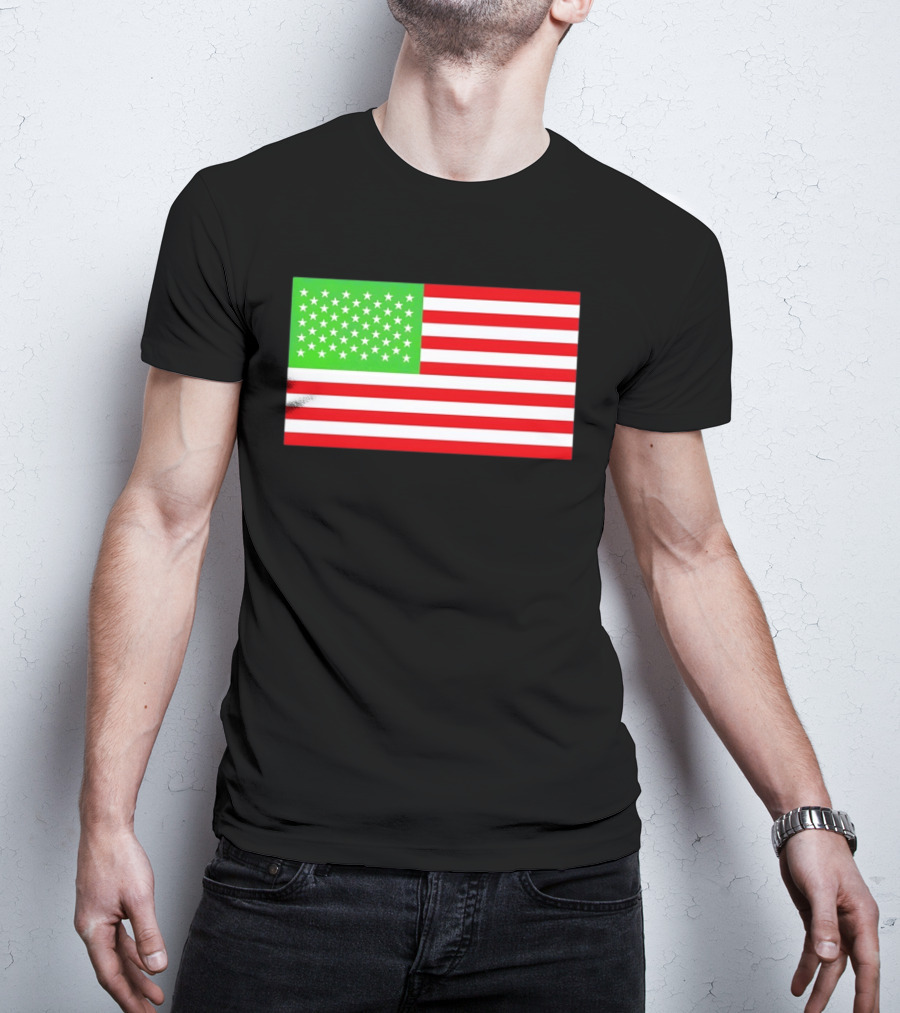 Team Algae Reflecting Pond Green Stars United States National Flag USA 4th Of July T-Shirt