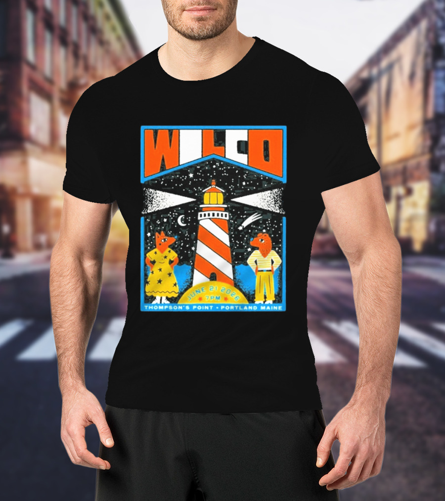 Wilco June 21 2026 Thompson's Point Portland Maine Lighthouse Concert Tour T-Shirt
