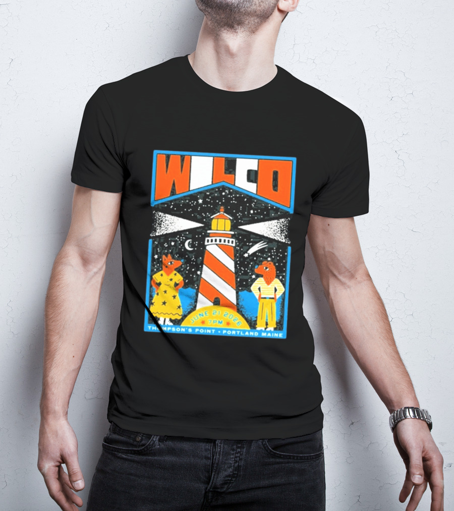 Wilco June 21 2026 Thompson's Point Portland Maine Lighthouse Concert Tour T-Shirt