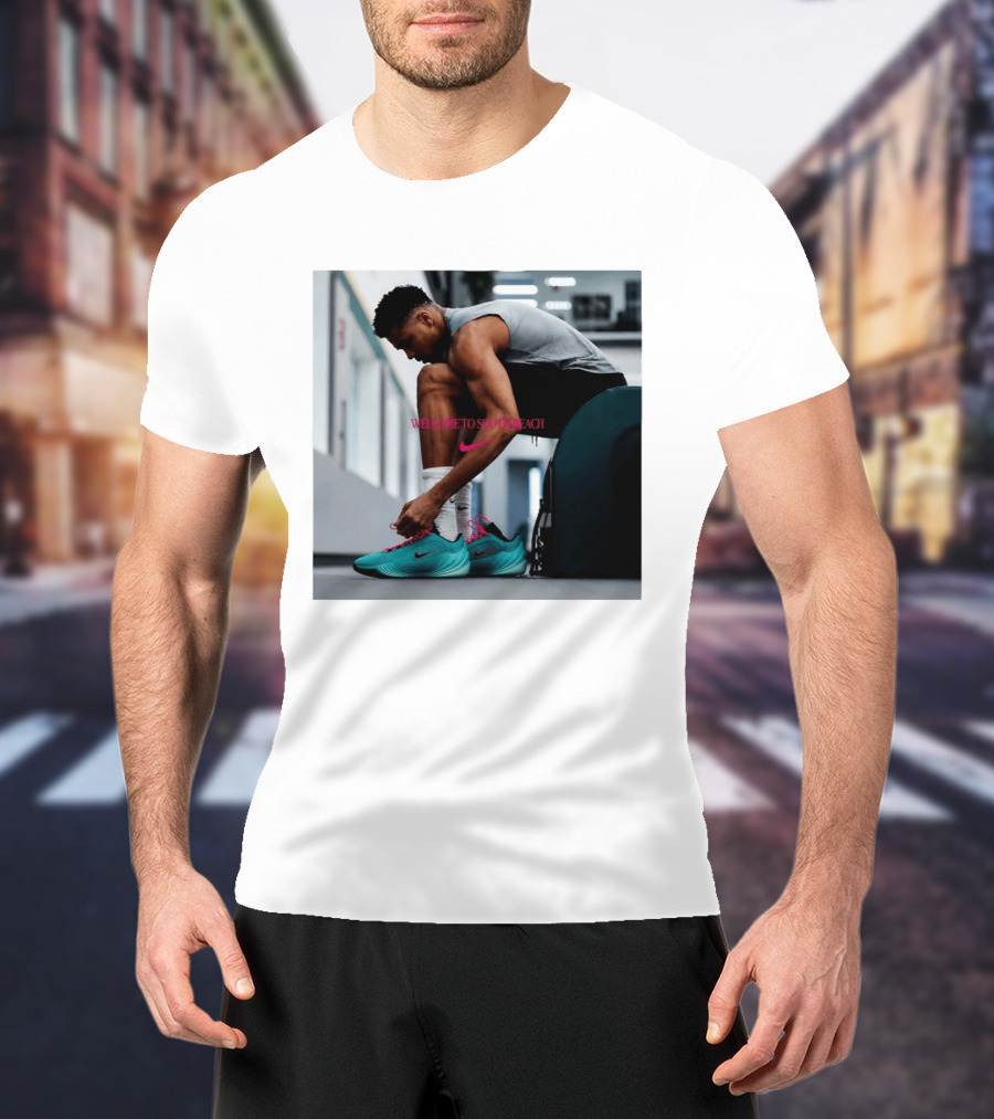 Nike Giannis Antetokounmpo Welcome To South Beach Milwaukee Bucks T-Shirt