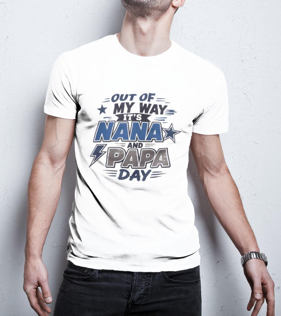 Dallas Cowboys Out Of My Way It's Nana And Papa Day Star Lightning Bolt T-Shirt