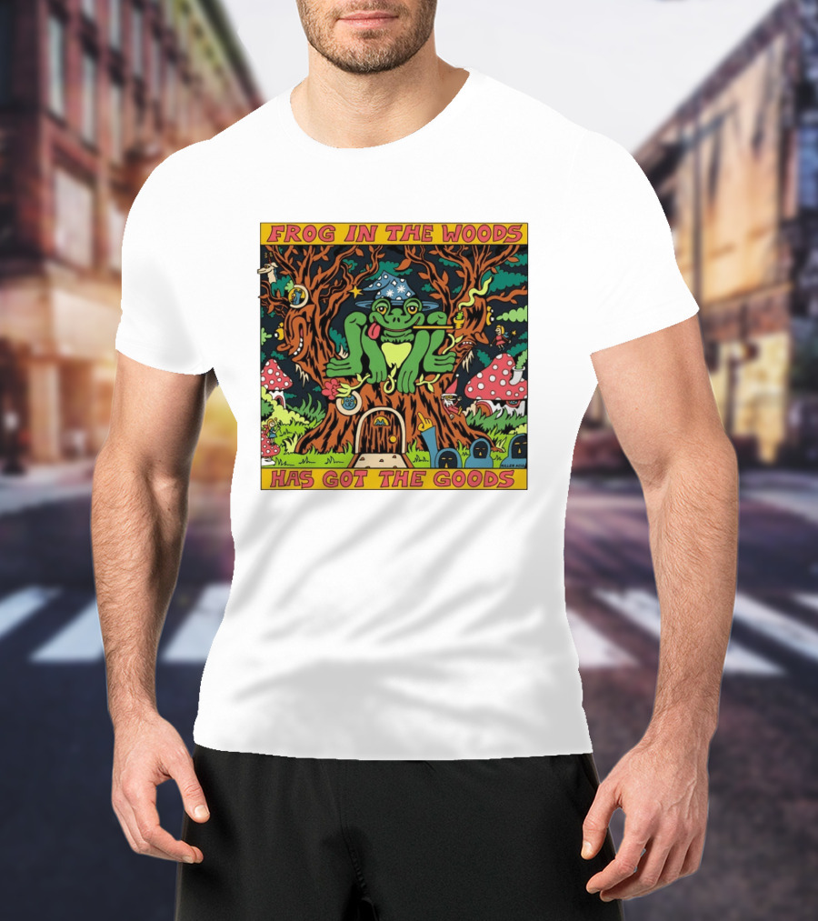 Frog In The Woods Has Got The Goods Killer Acid Psychedelic Forest Scene T-Shirt